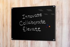 1/4" Black Glass Dry Erase Board, Standoff Mount, Nonmagnetic