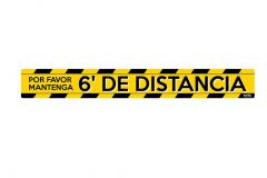 3" H x 24" W Spanish Social Distancing Floor Sign in Safety Yellow with Safety Surface and Peel-n-Stick Adhesive