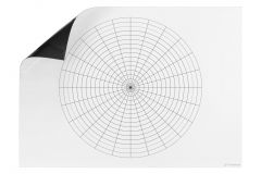30" T x 45.25" W Dry Erase Polar Coordinate Axis Magnet, Black and White Polar Grid, clear dry erase coating, with one black dry erase marker and black Opti-Wipe