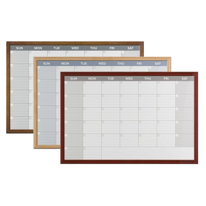 OptiMA® OptiPrint® Dry Erase Calendar Decal, Faux Wood Frames