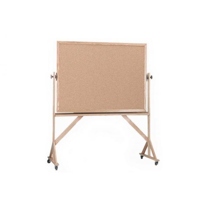 wood framed double sided portable corkboard