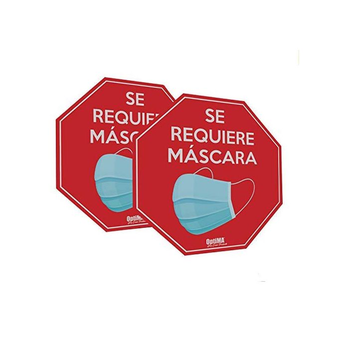 Spanish 6" H x 6" W Facemask Required Floor or Wall Sign Peel-n-Stick Adhesive, Set of 2