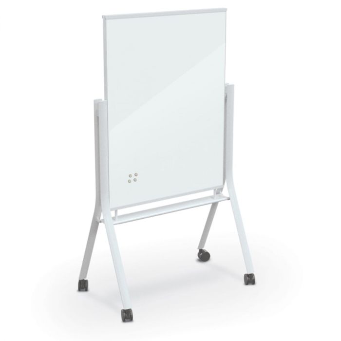 Visionary Curve Double Sided Mobile Magnetic Whiteboard, Low Iron White