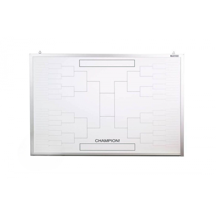 24" Tall x 36" Wide Tournament Bracket Board, Nonmagnetic, 64 Team Bracket, Aluminum Trim and Tray