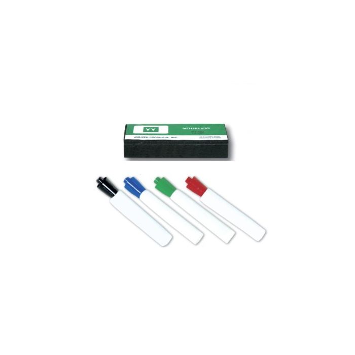Set of 4 Assorted Dry Erase Markers and Eraser