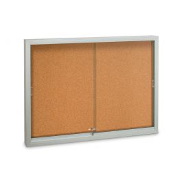 Sliding Glass Enclosed Bulletin Board Cork Tack