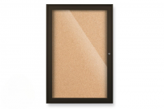 Glass Enclosed Bulletin Board with Coffee Colored Frame