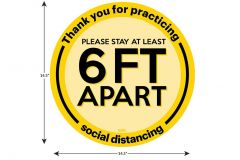 14.5" H x 14.5" W Social Distancing Floor Sign in Safety Yellow with Safety Surface and Peel-n-Stick Adhesive, Set of 10