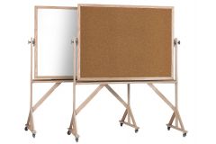 Wood Framed Cork Melamine Portable Board, Double Sided