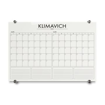 Personal Calendar Glass Board, Style 2 (Gold or Silver Standoffs)