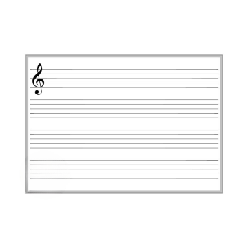 Dry Erase Music Print Board, Aluminum Trim and Tray, Magnetic Receptive