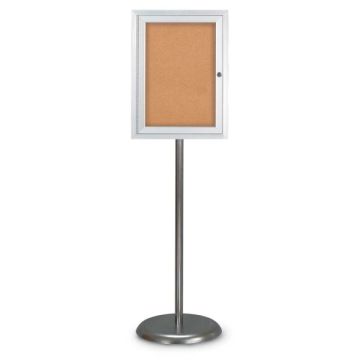 Enclosed Pedestal Standing Cork Bulletin Board