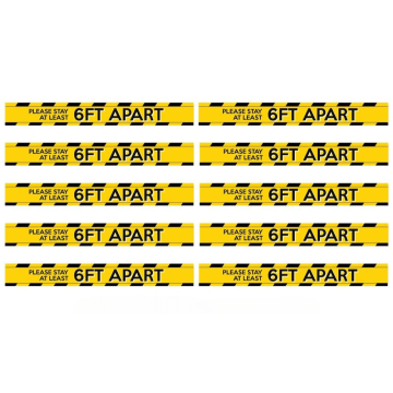 3" H x 24" W Social Distancing Floor Sign in Safety Yellow with Safety Surface and Peel-n-Stick Adhesive