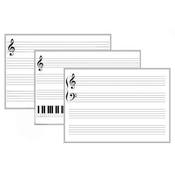 3' Non-Magnetic Music Print Whiteboard, Aluminum Trim and Tray