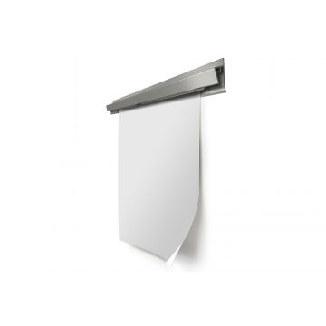 tackless paper display rail with paper