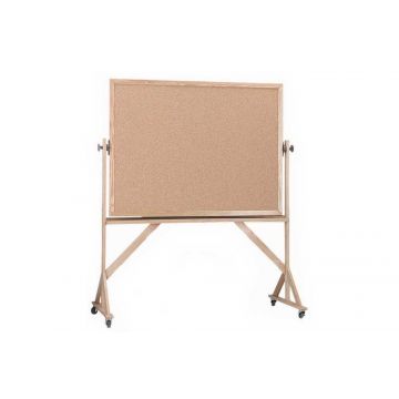 wood framed double sided portable corkboard