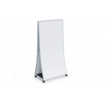 74.3" H x 36.5" W x 23.5" D Ogee Curved Easel, Magnetic Porcelain Steel Dry Erase Writing Surface