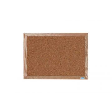 Solid Oak Framed Natural Grain Cork Board, 18" H X 24" W