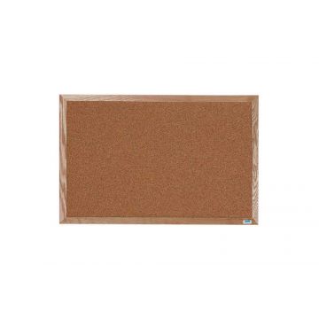 Solid Oak Framed Natural Grain Cork Board, 24" H X 36" W