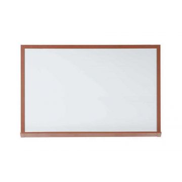 Faux Wood Framed Porcelain Steel Dry Erase Board, Includes Marker Tray and Mounting Hardware, 48" x 72", Oak-Look Aluminum Trim