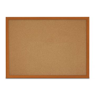 Faux Wood Framed Natural Cork Board, Oak, 36" H X 48" W