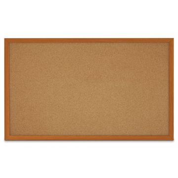 Faux Wood Framed Natural Cork Board, Oak, 36" H X 60" W