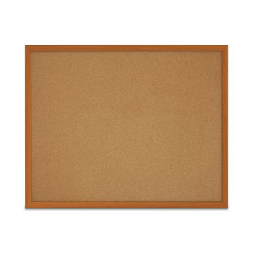 Faux Wood Framed Natural Cork Board, Oak, 48" H X 60" W
