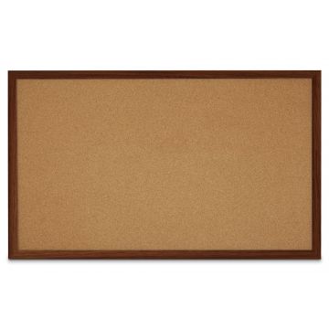Faux Wood Framed Natural Cork Board, Walnut, 36" H X 60" W