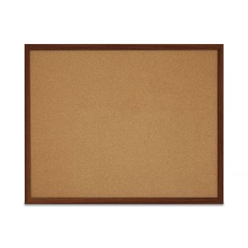 Faux Wood Framed Natural Cork Board, Walnut, 48" H X 60" W