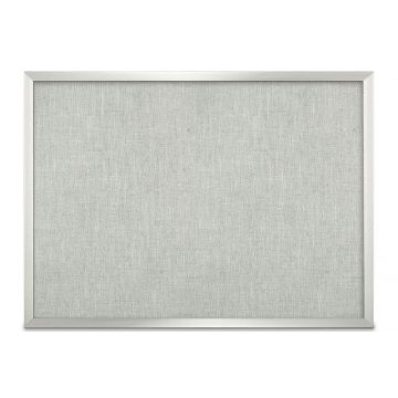 Aluminum Framed Burlap Weave Vinyl Tackboard, Grey Feather, 36" H X 48" W