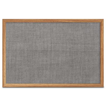 Oak Framed Fabric Tackboard, Grey Mix, 24" H X 36" W