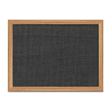 Oak Framed Fabric Tackboard, Black, 18" H X 24" W