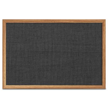 Oak Framed Fabric Tackboard, Black, 24" H X 36" W