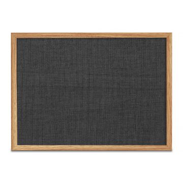 Oak Framed Fabric Tackboard, Black, 36" H X 48" W