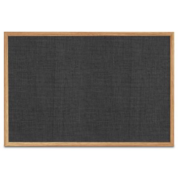 Oak Framed Fabric Tackboard, Black, 48" H X 72" W