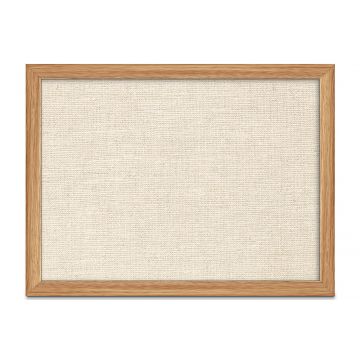 Oak Framed Burlap Weave Vinyl Tackboard, Cappuccino, 24" H X 36" W