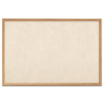 Oak Framed Burlap Weave Vinyl Tackboard, Cappuccino, 48" H X 72" W