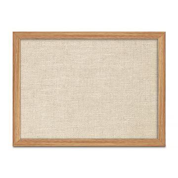 Oak Framed Burlap Weave Vinyl Tackboard, Toasted Almond, 18" H X 24" W