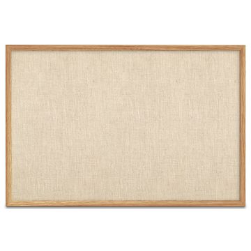Oak Framed Burlap Weave Vinyl Tackboard, Toasted Almond, 48" H X 72" W