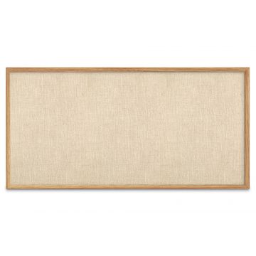 Oak Framed Burlap Weave Vinyl Tackboard, Toasted Almond, 48" H X 96" W