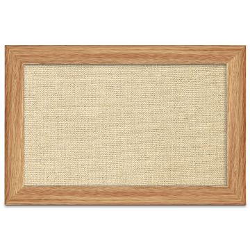 Oak Framed Burlap Weave Vinyl Tackboard, Topaz, 12" H X 18" W