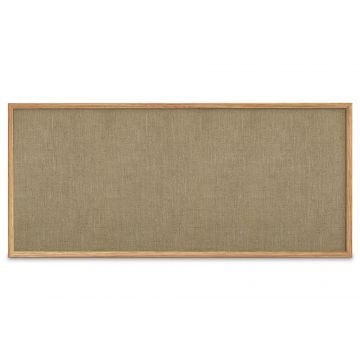 Oak Framed Burlap Weave Vinyl Tackboard, Mocha, 48" H X 120" W