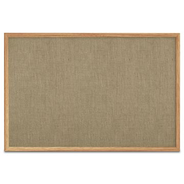 Oak Framed Burlap Weave Vinyl Tackboard, Mocha, 48" H X 72" W