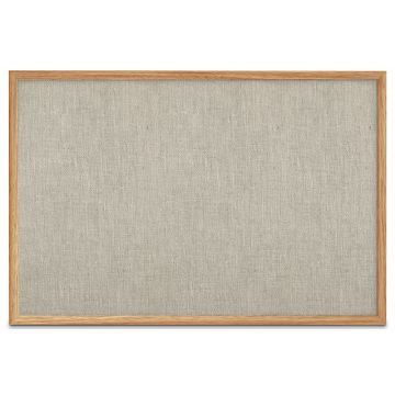 Oak Framed Burlap Weave Vinyl Tackboard, Driftwood, 48" H X 72" W
