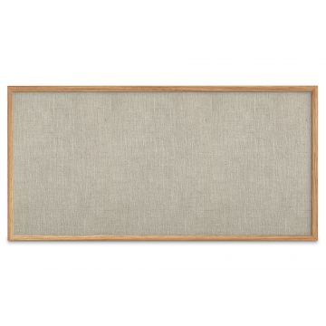 Oak Framed Burlap Weave Vinyl Tackboard, Driftwood, 48" H X 96" W