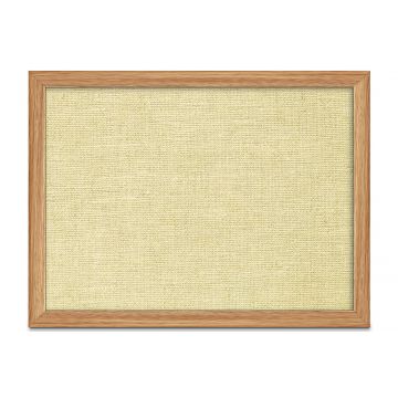 Oak Framed Burlap Weave Vinyl Tackboard, Buttercup, 18" H X 24" W