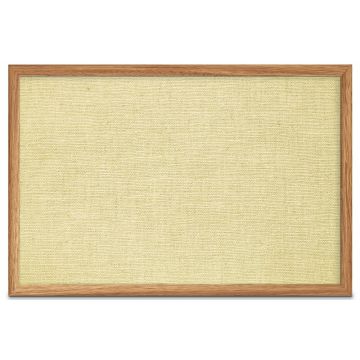Oak Framed Burlap Weave Vinyl Tackboard, Buttercup, 24" H X 36" W