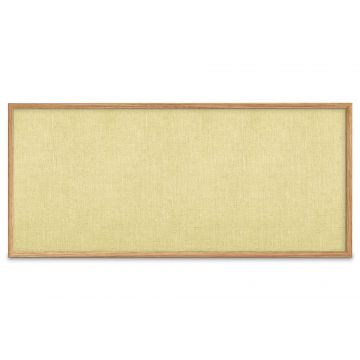 Oak Framed Burlap Weave Vinyl Tackboard, Buttercup, 48" H X 120" W