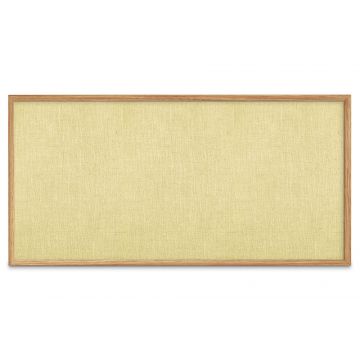 Oak Framed Burlap Weave Vinyl Tackboard, Buttercup, 48" H X 96" W