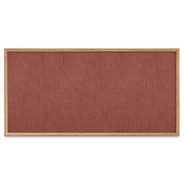 Oak Framed Burlap Weave Vinyl Tackboard, Rosebud, 48" H X 96" W